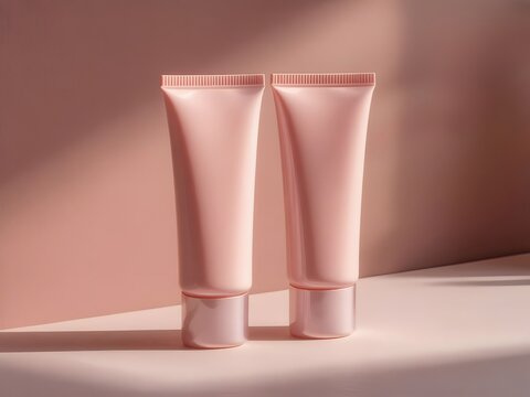Elegant skincare product packaging with modern minimalist design for beauty brand marketing in a soft pink aesthetic perfect for social media promotion