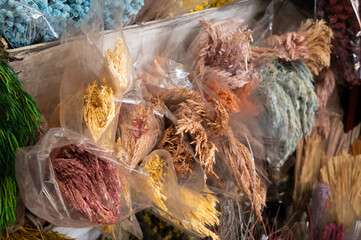 autumn leaves in a market
