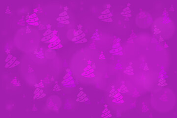Vibrant purple holiday background featuring a repeating pattern of stylized Christmas trees with stars and soft bokeh light effects, perfect for festive designs and winter celebrations.