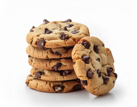 Stack of chocolate chip cookies isolated on a white background - Powered by Adobe