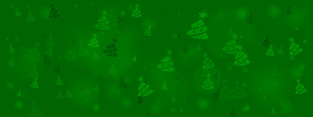 Abstract festive green background with subtle Christmas tree patterns and soft bokeh lights for holiday designs