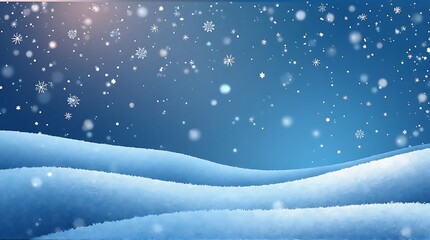 Magical Winter Snow Background with Falling Snowflakes and Snowy Hills - Christmas Holiday Season Landscape