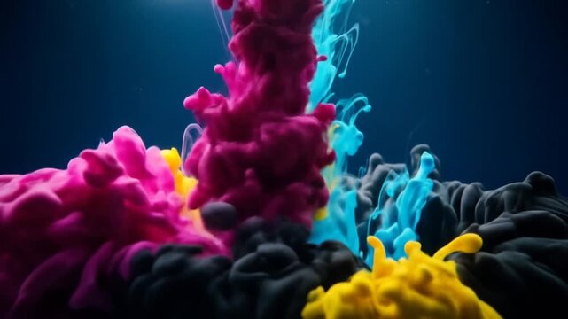 Colorful Ink Clouds Dissolving in Water: Abstract Art Motion with Swirling Colors