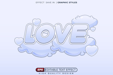 Editable 3d text effect love for vtuber logo template with cloud and soft color