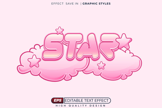 Editable 3d text effect star for stream channel logo template design