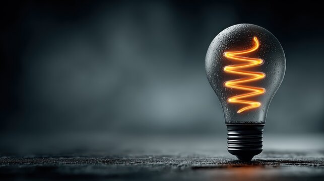 Glowing filament inside a frosted lightbulb on a dark, blurred background