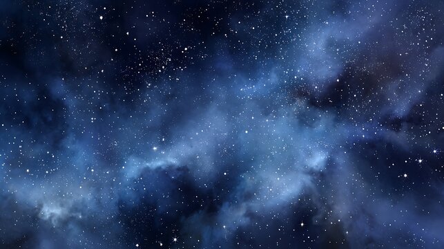 Deep Blue Cosmic Nebula with Stars and Space Dust