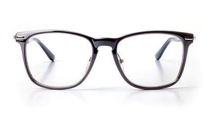A pair of stylish glasses with a minimalist frame and sleek design isolated on a plain white background , glasses frame, minimalist style