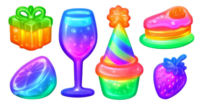 Colorful and Vibrant Cartoon Elements for Fun and Celebratory Themes