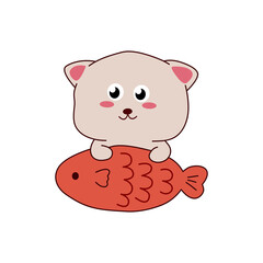 Fototapeta premium cute gray cat sticker for children