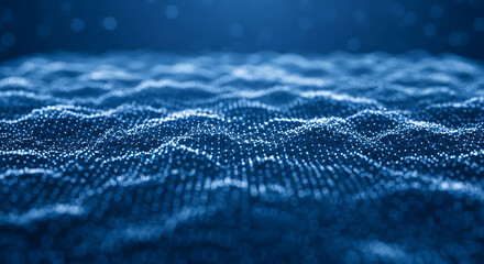 Abstract blue digital wave network with glowing particles image