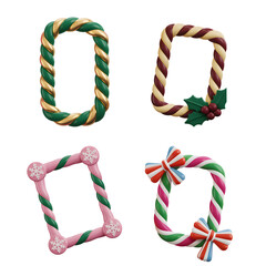 Set of 3D Christmas Candy Cane Borders on Transparent Background