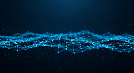 Obraz premium Abstract blue digital network mesh with glowing particles image