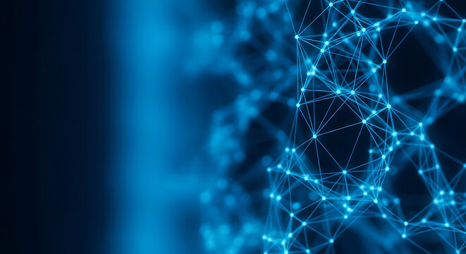 Abstract blue network of glowing nodes and lines image