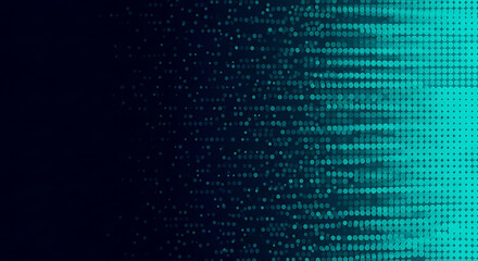 Teal blue digital dots fading from dark to light abstract background