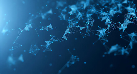 Abstract blue network of glowing dots and lines image