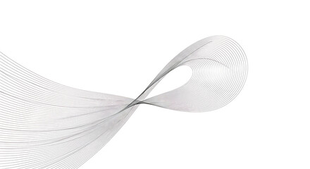 Abstract flowing grey lines forming infinity symbol on white background black