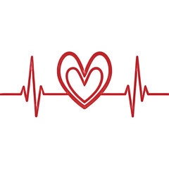 Red heartbeat line with a heart shape integrated into the design
