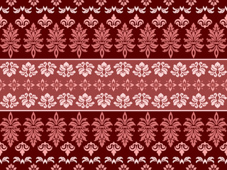 Elegant Red and Pink Damask Floral Ornament