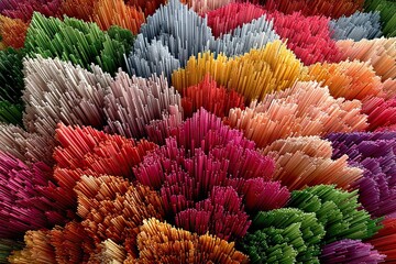 Abstract colorful pixel landscape with varying heights