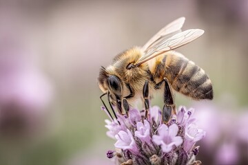 Close-up of a bee on a light purple flower