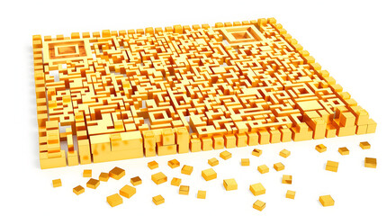 Golden cube qr code structure