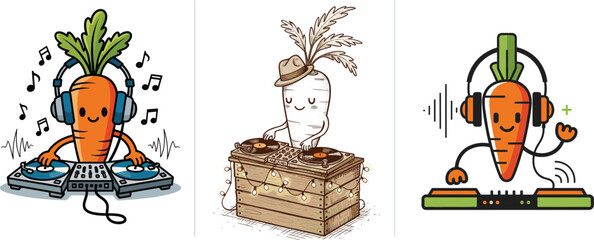 Carrot DJ Cartoon Mascot Playing Music Icon Set

Carrot DJ Cartoon Mascot Playing Music Icon