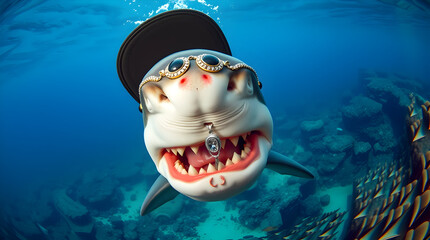 Stylish Shark Undersea Swag Portrait