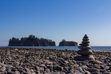 Stacked Stones at Rialto Beach, Washington