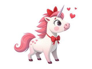 Naklejka premium Valentine Cute Unicorn isolated on transparent background