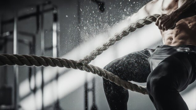 Intense Battle of Strength and Determination in Tug of War.