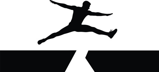 Man Jumping Over Gap Silhouette: Challenge, Overcoming Obstacles, Success, and Achievement Concept

Man Jumping Over Gap Silhouette: Challenge, Overcoming Obstacles, Success, and Achievement