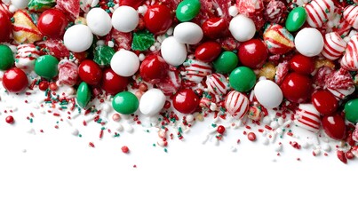 Obraz premium festive explosion of christmas candy on white background