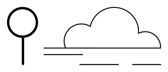 Abstract tree and cloud with wind lines evoke nature, movement, and simplicity. Ideal for climate, environment, weather, sustainability, minimalism ecology and abstract art themes. Simple flat