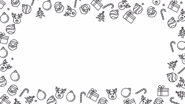 Christmas frame holiday border doodle style festive icons season's greeting ideal for greeting cards, invitations, social media posts, and seasonal promotions.