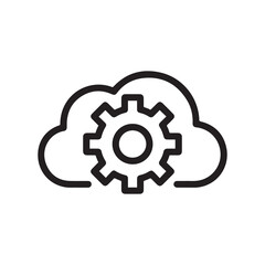 Obraz premium Black Outline Cloud and Gear Icon Representing Cloud Configuration
