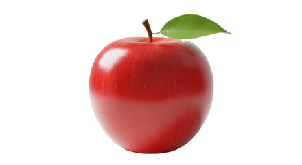 Fresh red apple with a green leaf isolated on white a healthy fruit for nutrition and diet concepts