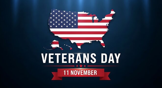 Veterans day tribute featuring the united states flag map - Powered by Adobe