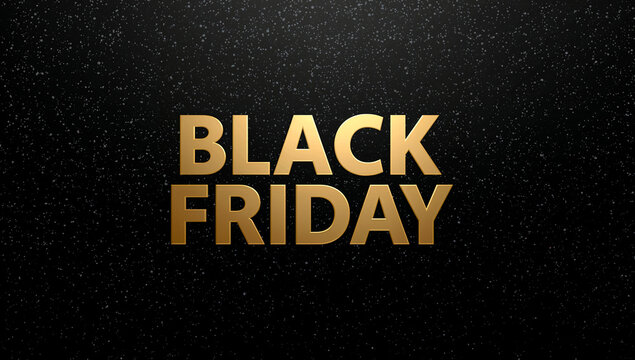 Texto Black Friday dourado sobre fundo preto elegante