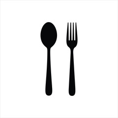 Spoon and Fork Icon – Cutlery Silhouette Vector