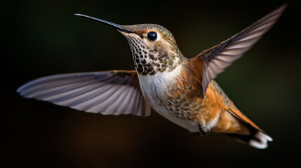 Fototapeta premium A hummingbird is flying in the air