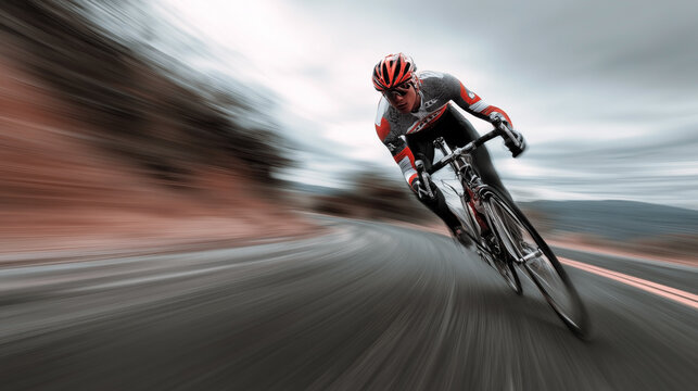 A man is riding a bicycle on a road