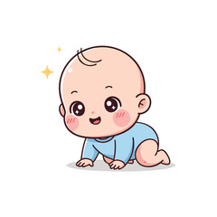 Baby happily crawling on the floor