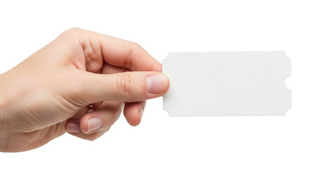 Obraz premium Hand holding blank white card isolated on transparent background for customizable use
