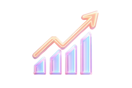 Modern New Year typography with ascending arrow on transparent background