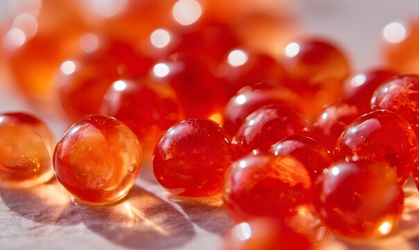 red salmon caviar, glossy translucent orange pearls, realistic texture