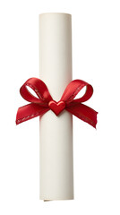 Scroll of Paper Tied with Satin Ribbon Romantic Message Symbol on Transparent Background