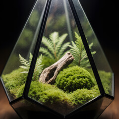 A Macro Shot of a Lush Geometric Terrarium