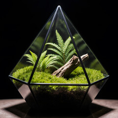A Macro Shot of a Lush Geometric Terrarium