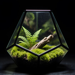 A Macro Shot of a Lush Geometric Terrarium